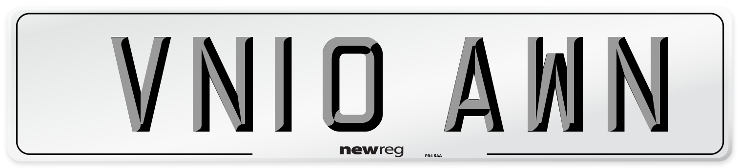 VN10 AWN Number Plate from New Reg